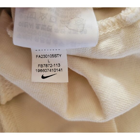 Nike Mens Short Sleeve Oversized Crew Neck Sweatshirt L Cotton Beige & Black - Picture 6 of 7